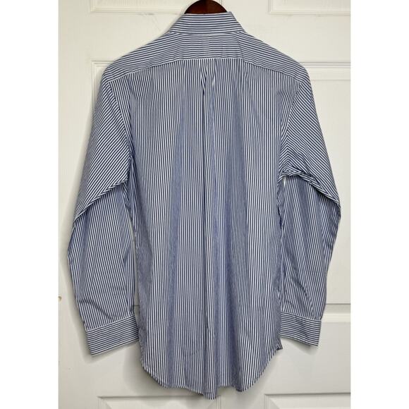 Ralph Lauren Size 15 32/33 Collared Dress Shirt Blue White Striped Polo Logo - Picture 3 of 5